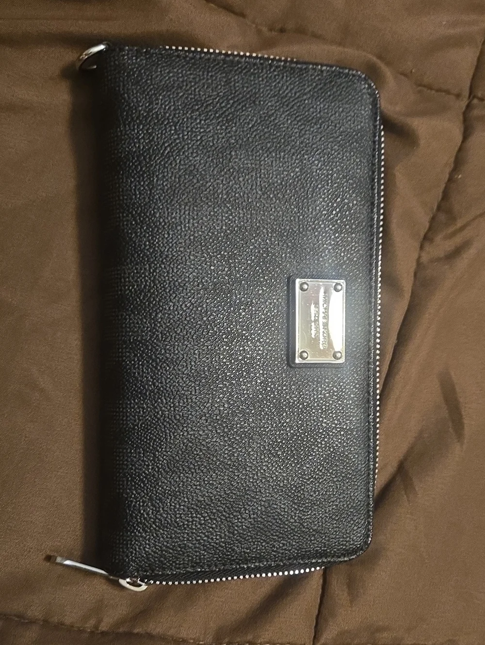 Black Michael Kors Pebbled Zip-Around Wallet